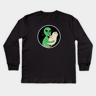 alien and cat Kids Long Sleeve T-Shirt